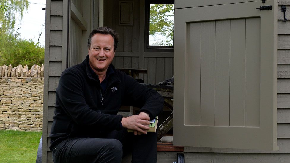 David Cameron in his shepherd's hut