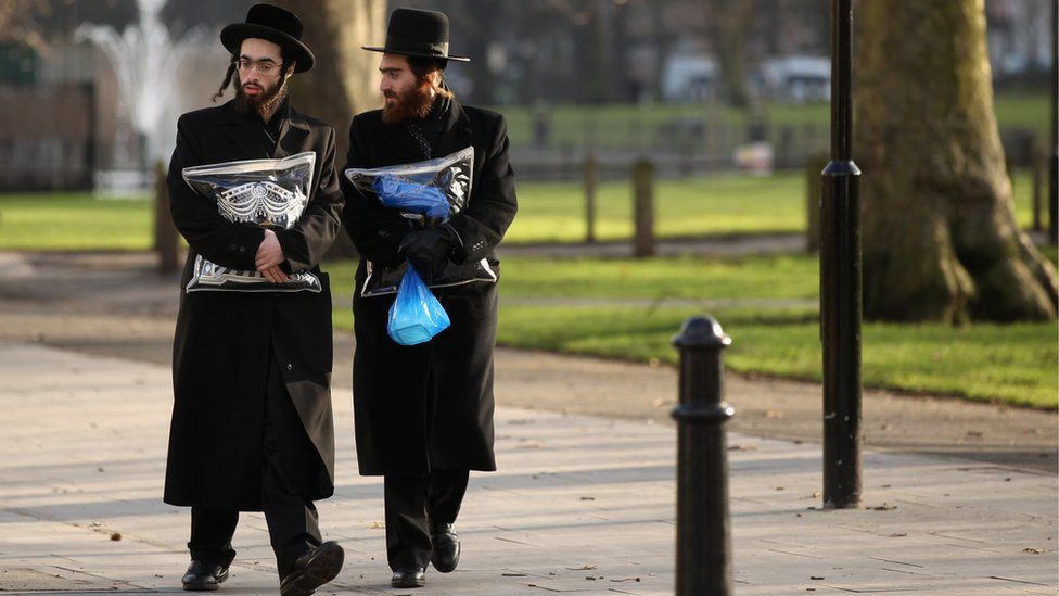 Jewish people in street