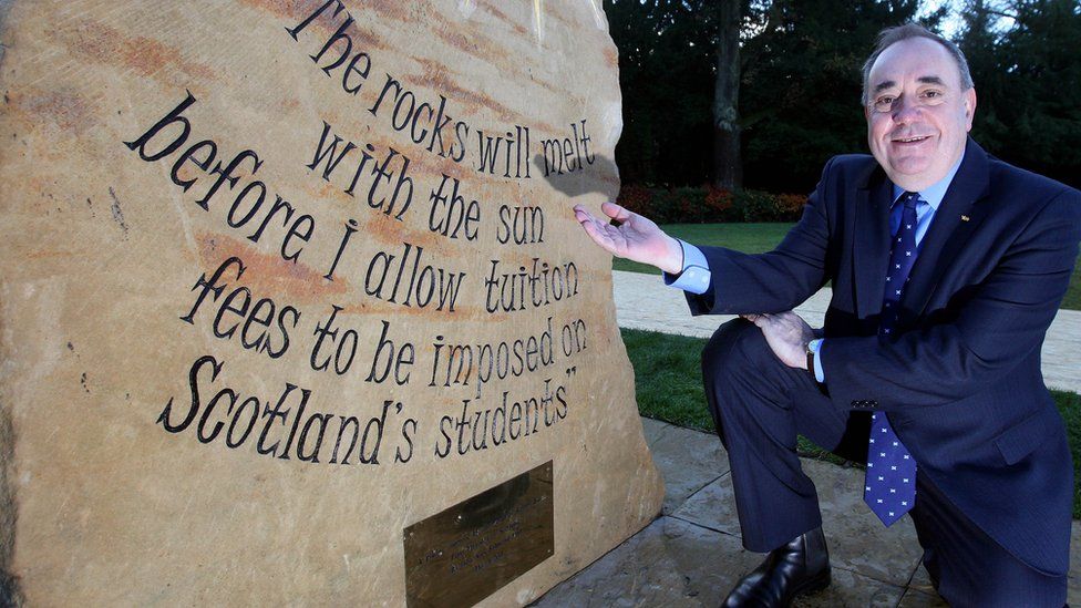 Alex Salmond unveiling monument to abolition of tuition fees