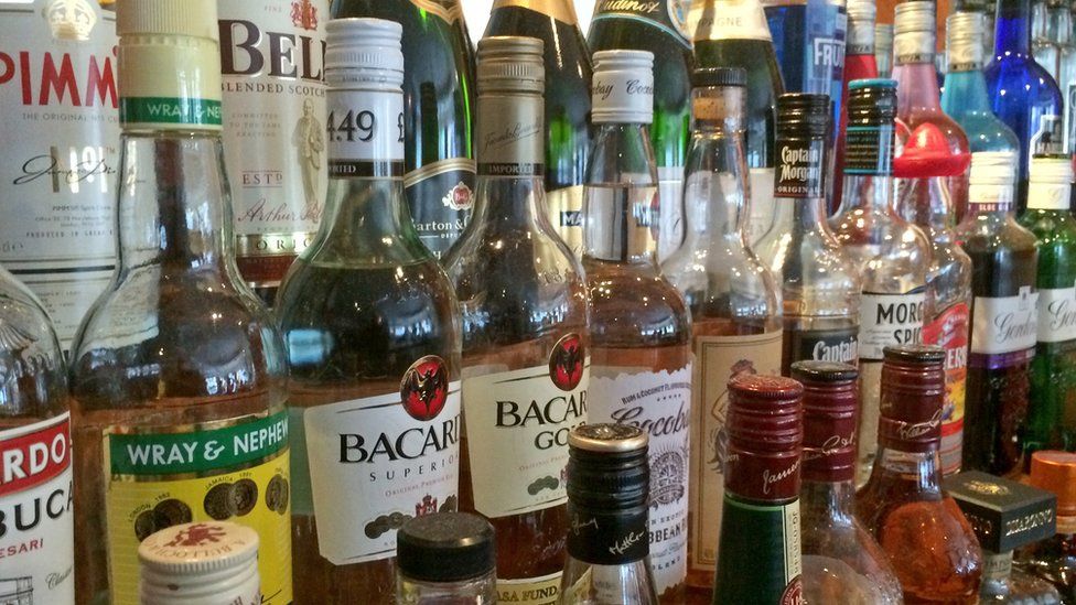 Bottles of spirits in a bar