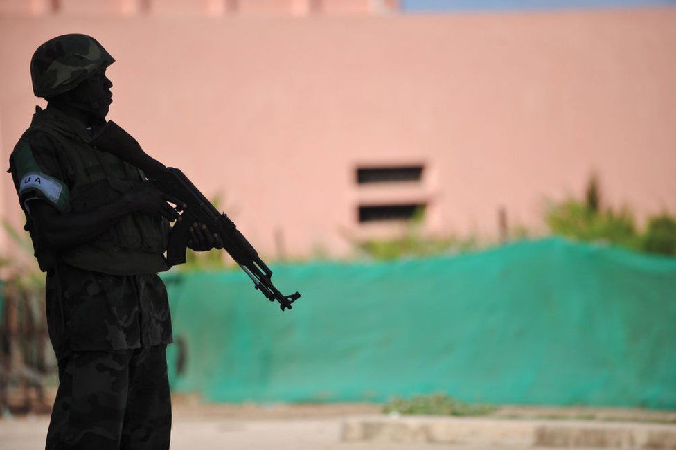 An anonymous Ugandan Amisom soldier in Mogadishu, in 2009.