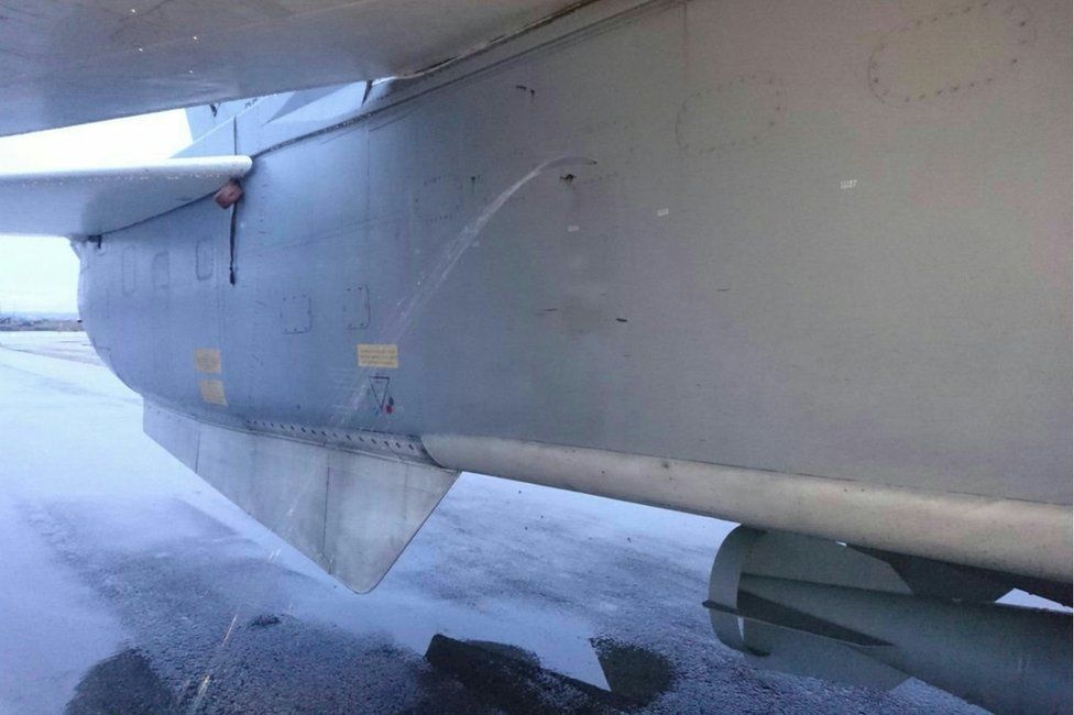A leak from a combat plane. Anonymous photo via Roman Saponkov