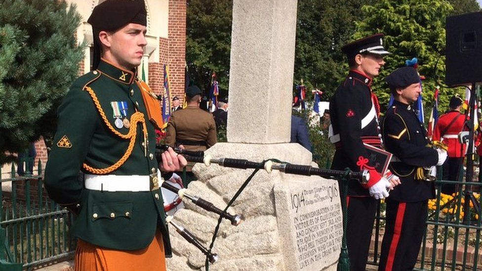 Commemoration in France to mark the centenary of the 16th Irish Division's involvement in the Battle of the Somme.