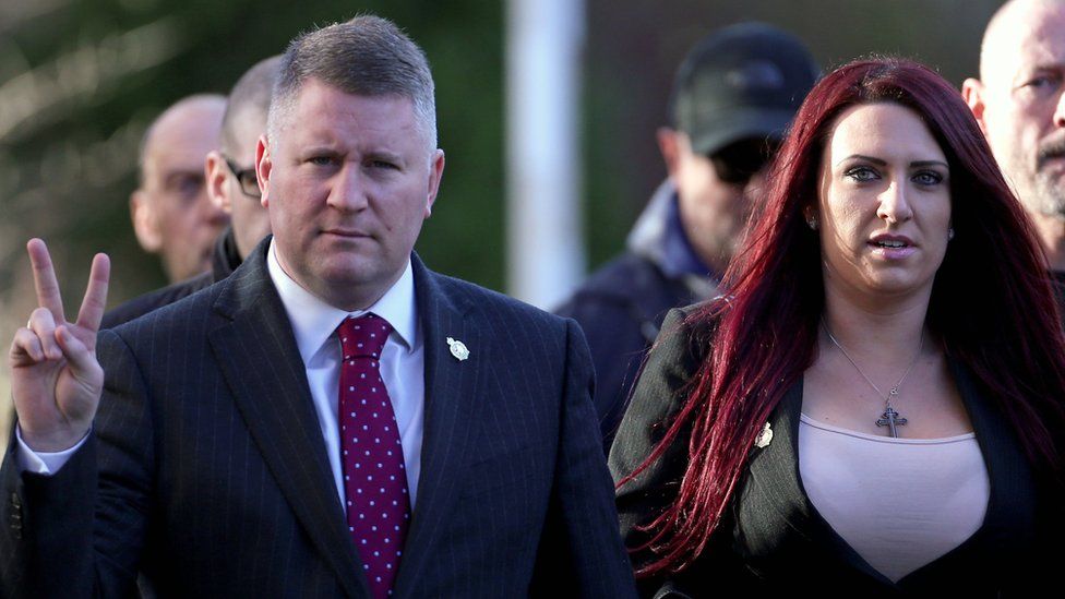 Jayda Fransen (left) and Paul Golding (right) arriving at court on 30/1/18