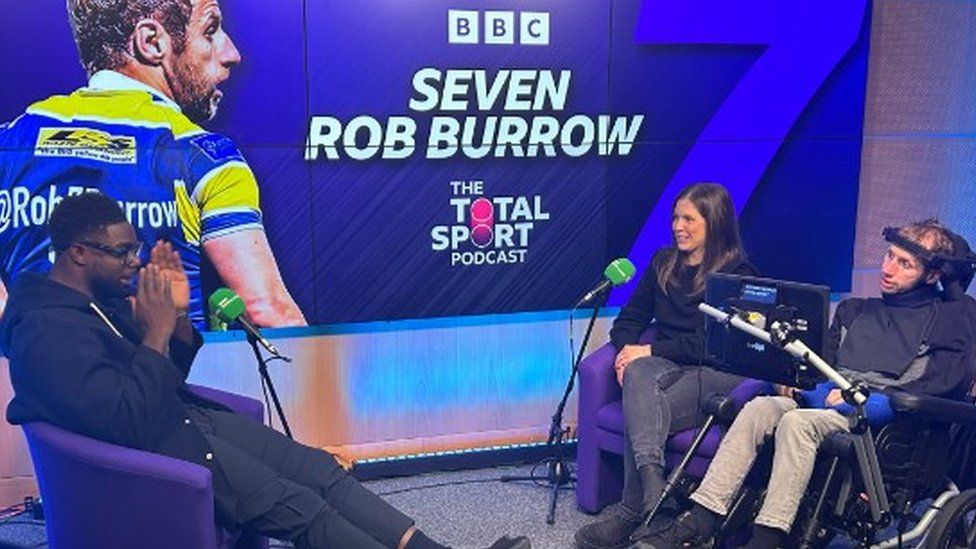 Micah Richards in the studio with Rob Burrow and his wife Lindsey