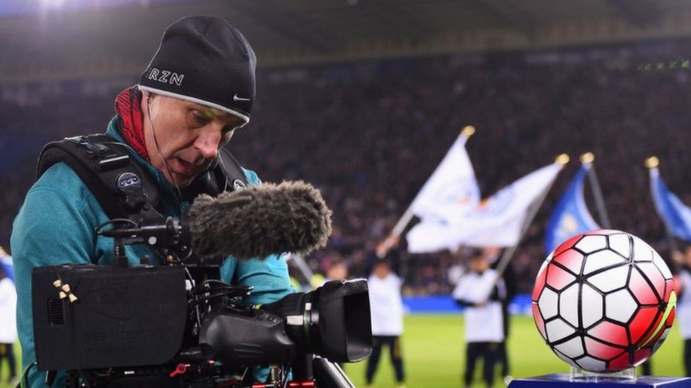 A cameraman before the Leicester City v Newcastle United Premier League match