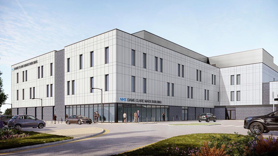 Drop off zone outside new surgical centre at Colchester Hospital