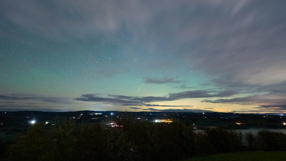 Northern Lights over Paxton's Tower in Carmarthenshire