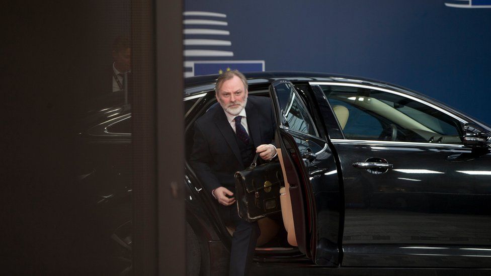 Tim Barrow, the UK Permanent Representative to the EU, arrives at the Europa building in Brussels