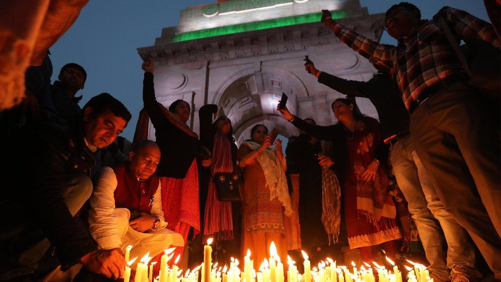 Indian mourners in Delhi