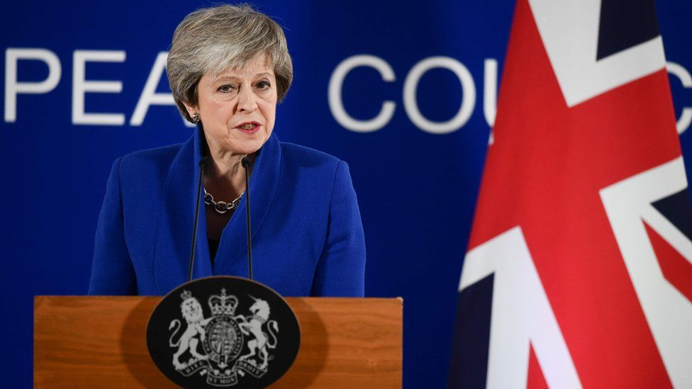 May speaking at news conference
