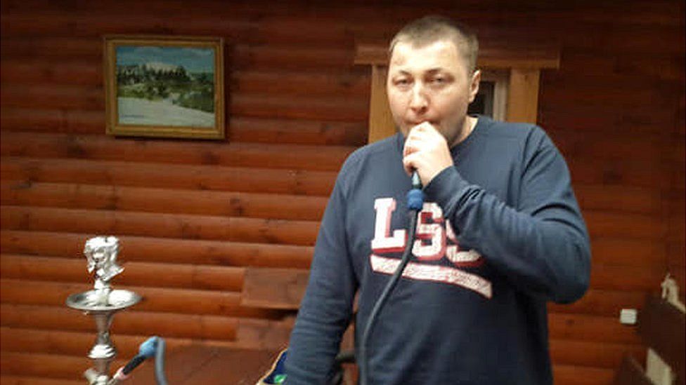 Yury Garavsky pictured smoking a shisha pipe