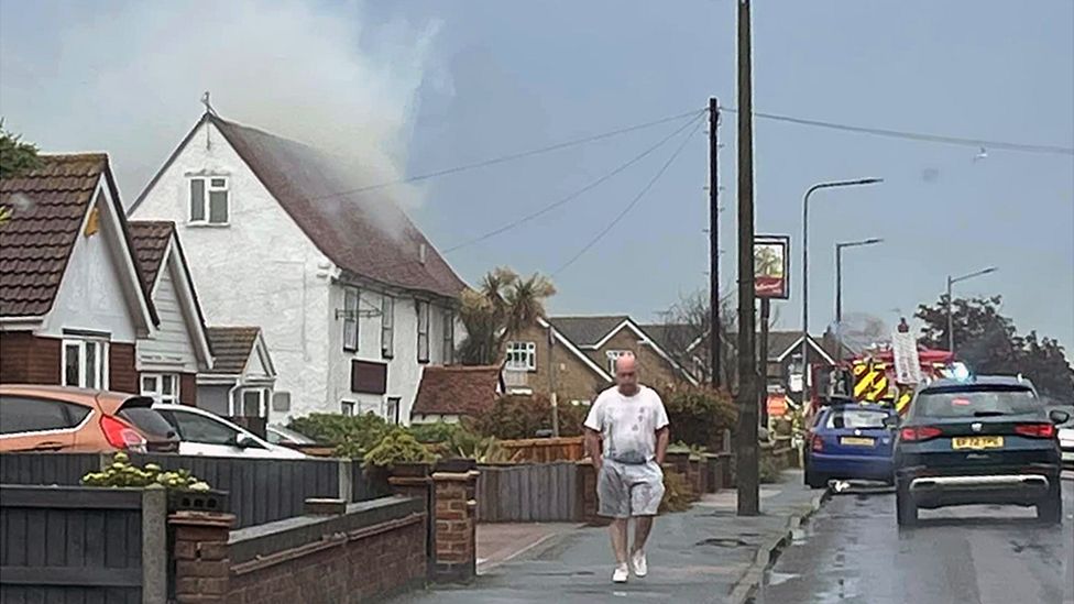Smoke coming from a roof in Essex