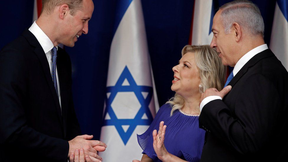 Prince William speaks to Israeli Prime Minister Benjamin Netanyahu and his wife Sara