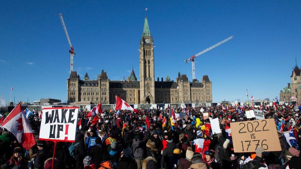 Supporters of the "Freedom Convoy" rallied at Parliament Hill in Ottawa over the weekend