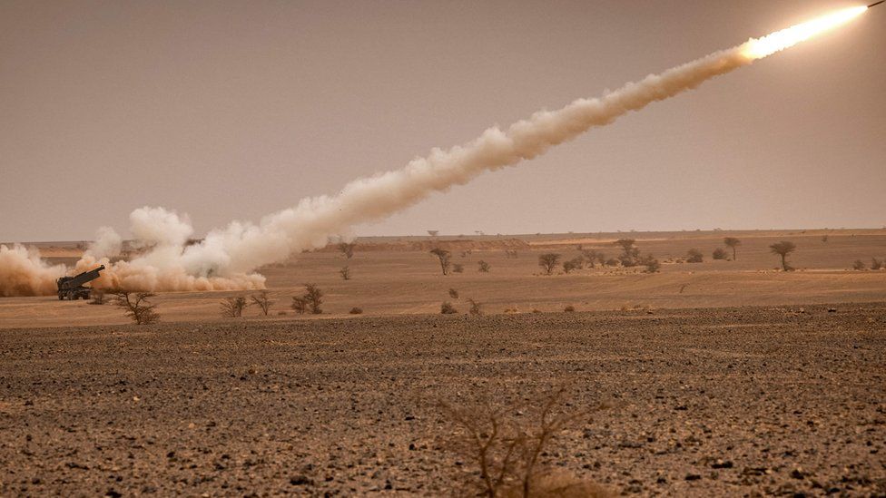 Image shows HIMARS rocket system in use