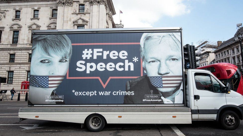A van supporting Manning and Assange seen in London last week.