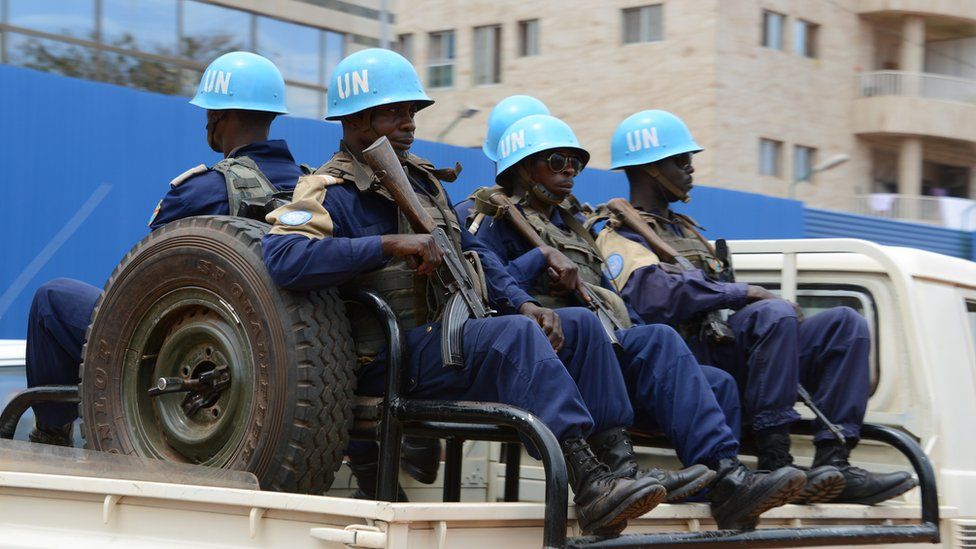 UN peacekeepers in Bangui. 3 Oct 2014