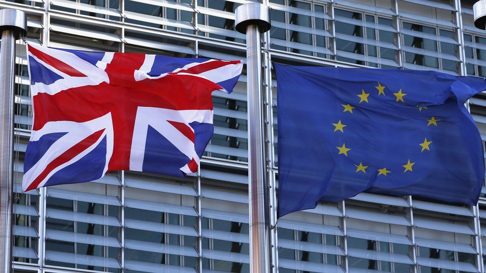 UK flag and EU flag