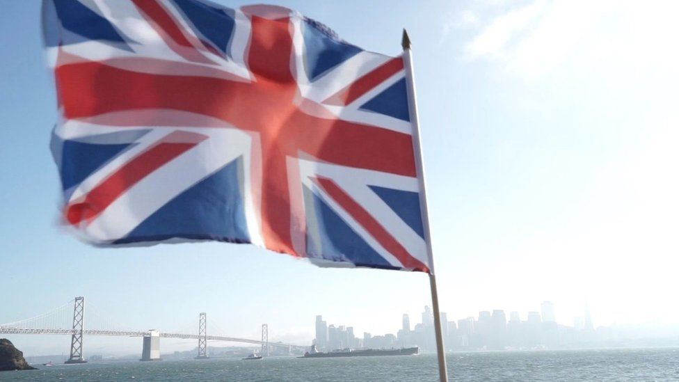 Union Jack flies in front of San Francisco