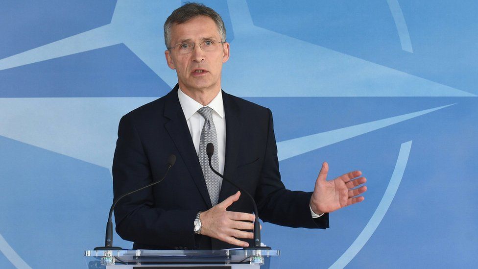 Nato Secretary-General Jens Stoltenberg gives press conference after Nato-Russia meeting in Brussels on April 20, 2016