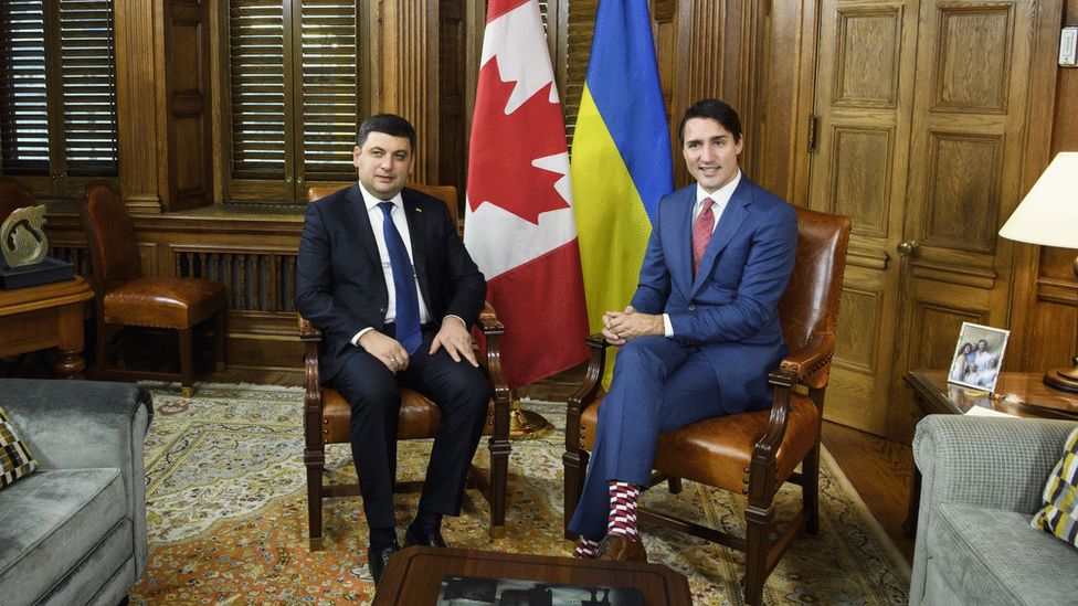 Canadian PM Justin Trudeau and Ukrainian PM Volodymyr Groysman
