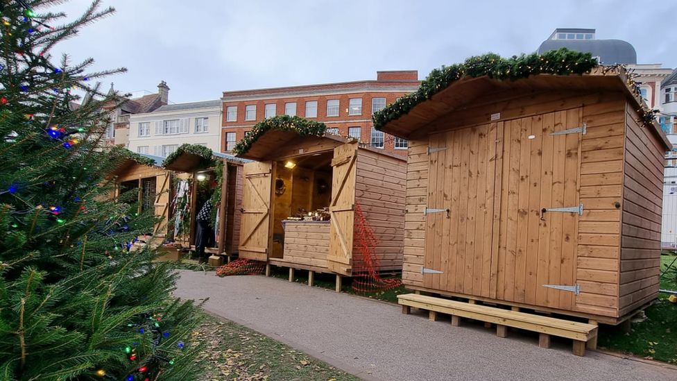 Christmas hut stalls