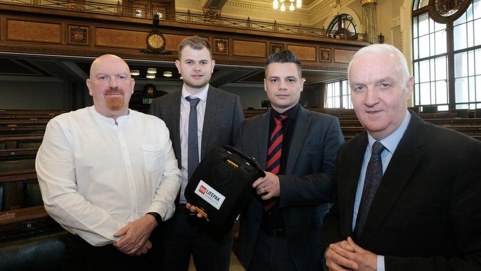 Councillor John Fillis, BBC Radio Lancashire's Mike Stevens, Matt Dean and Tony Jones