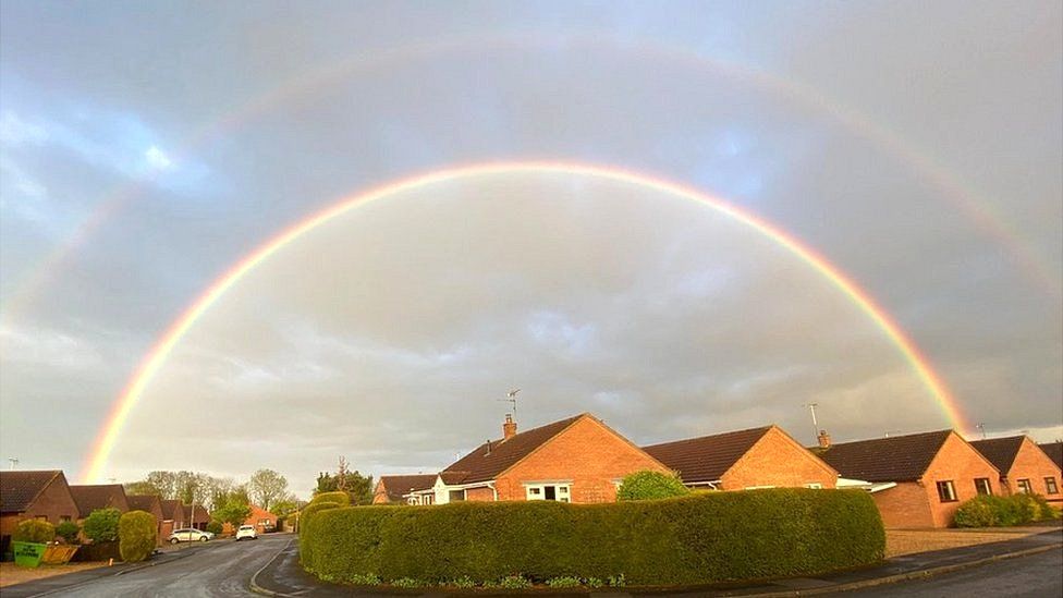Double rainbow over Hanthorpe in Lincolnshire