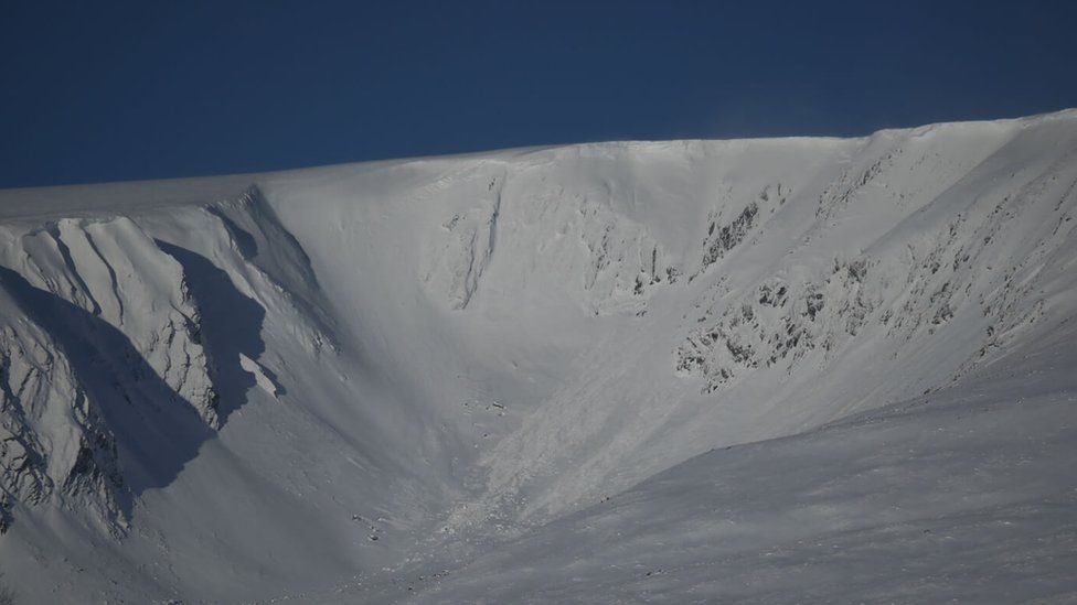 Avalanche debris at Coire nan Gall