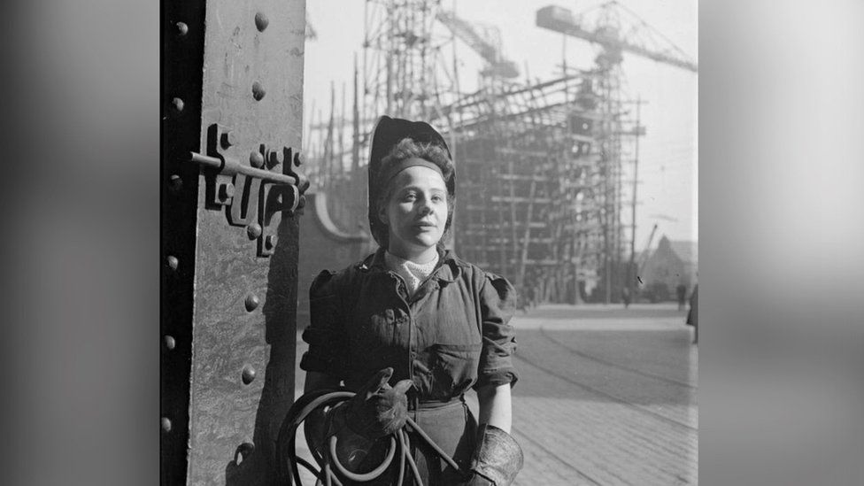 Unknown women worker at a Newcastle Shipyard