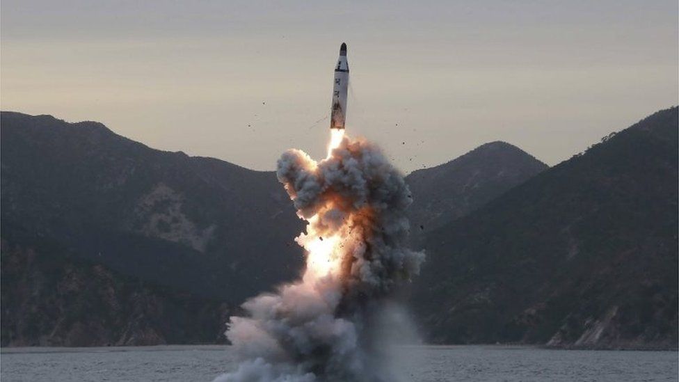 North Korean media image of missile launch (April 2017)