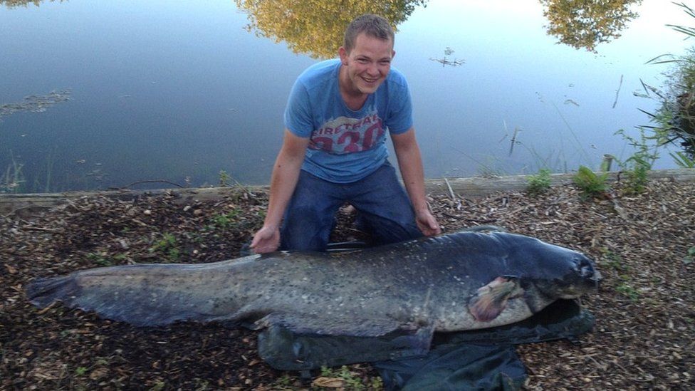Angler James Jones, 31, of Southminster and his wels Catfish