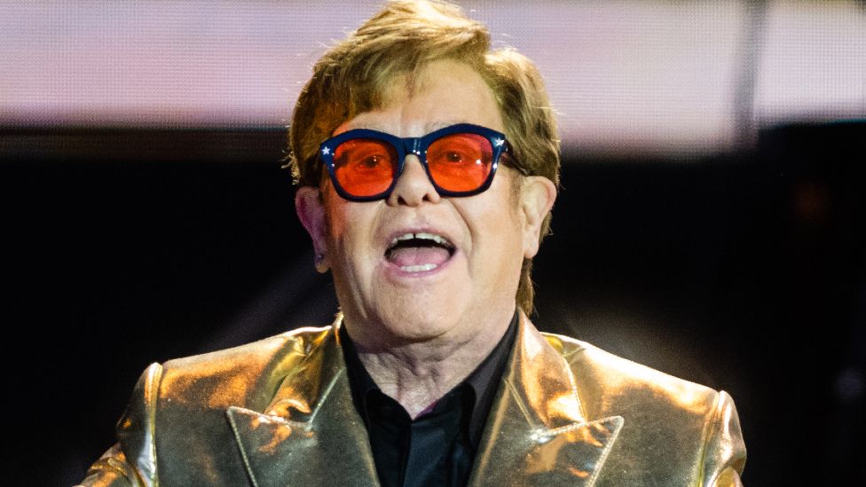 Sir Elton John performs on the Pyramid stage during day 5 of Glastonbury Festival 2023 Worthy Farm, Pilton on June 25, 2023 in Glastonbury, England