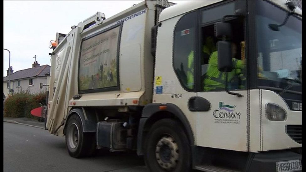 Conwy council Monthly bin collections 'boost recycling' BBC News