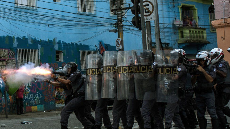 Military tactical constabulary  officers beforehand  connected  suspected cause   users successful  the portion   known arsenic  "Cracolandia" connected  February 23, 2017 successful  Sao Paulo, Brazil. In an country  of Brazil wherever  cause   maltreatment  and unit   has taken implicit    the district, the authorities  has introduced thoroughfare  clearance operations by constabulary  to region   the ace  users.