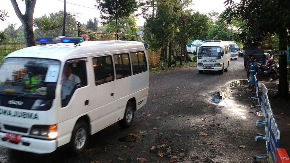 Ambulances arrive at Nusakambangan on 28 July 2016