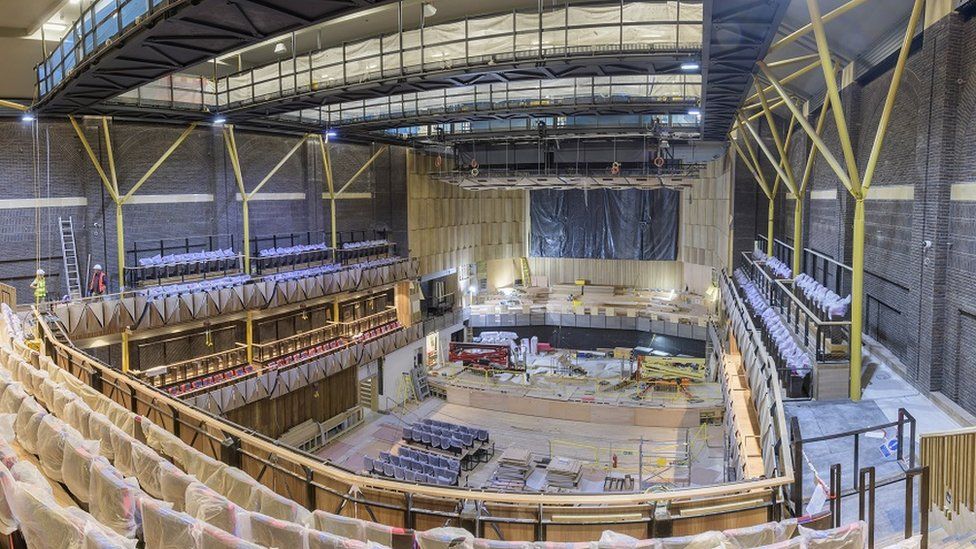 Large theatre space under construction.