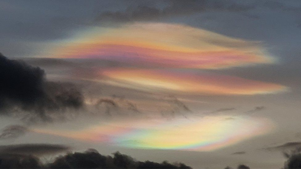 Nacreous clouds over Beccles in Suffolk
