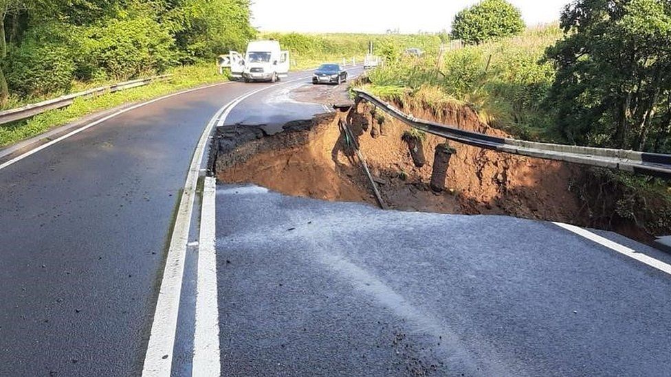 A68 at Fala The collapsed road rebuilt in under a month BBC News