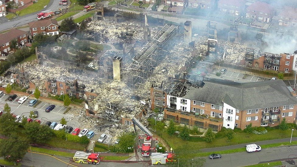 The remains of the Beechmere complex following the fire