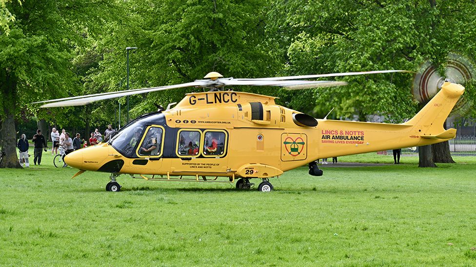 Air ambulance in park