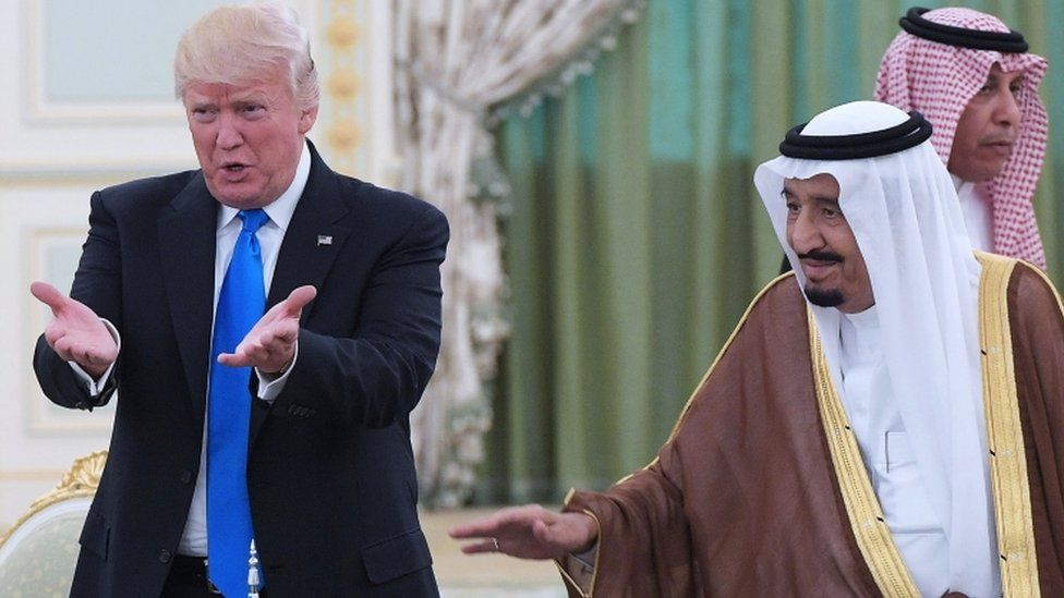 US President Donald Trump and Saudi Arabia's King Salman bin Abdulaziz al-Saud pictured in Riyadh in May 2017