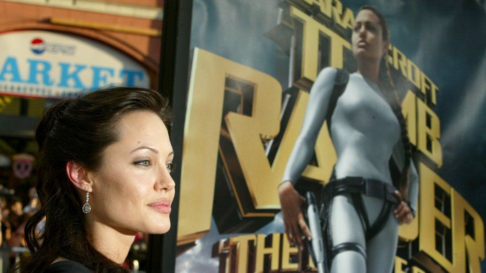 Angelina Jolie, at a Tomb Raider press launch, starred as Lara Croft
