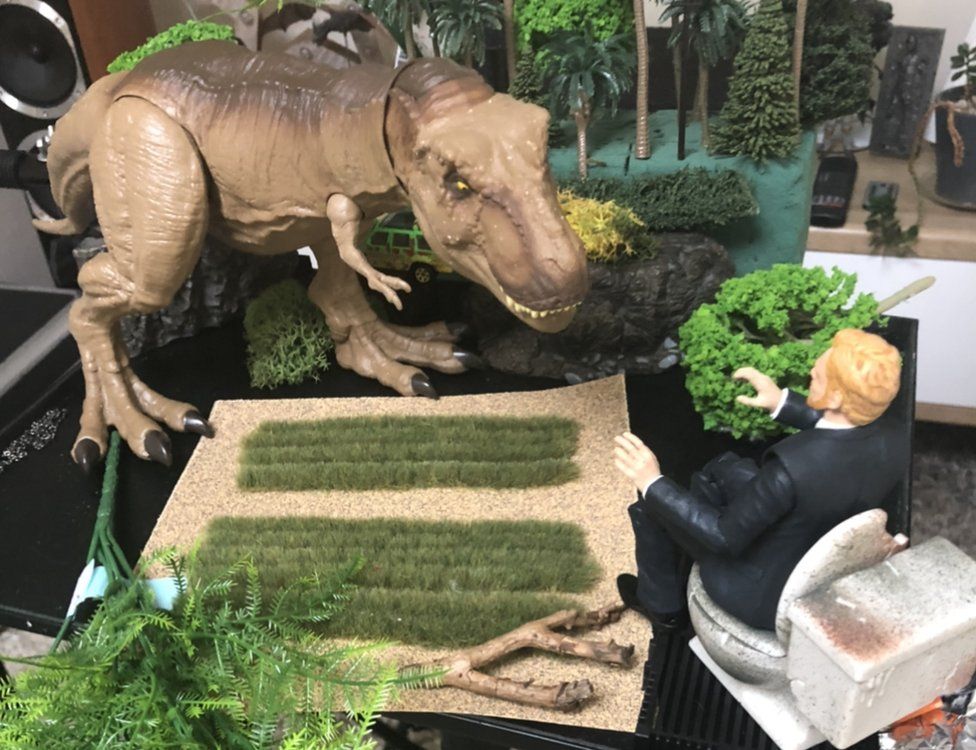 The set up for the Jurassic Park image