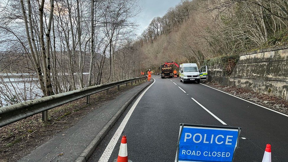 Argyll road and railway hit by 100 tonne landslip BBC News