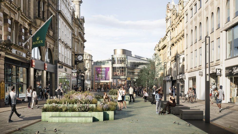 Concept image of a pedestrianised Blackett Street