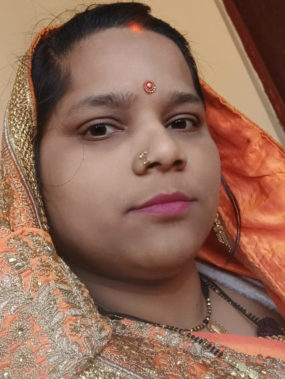 Varsha Sahu with her nose pin