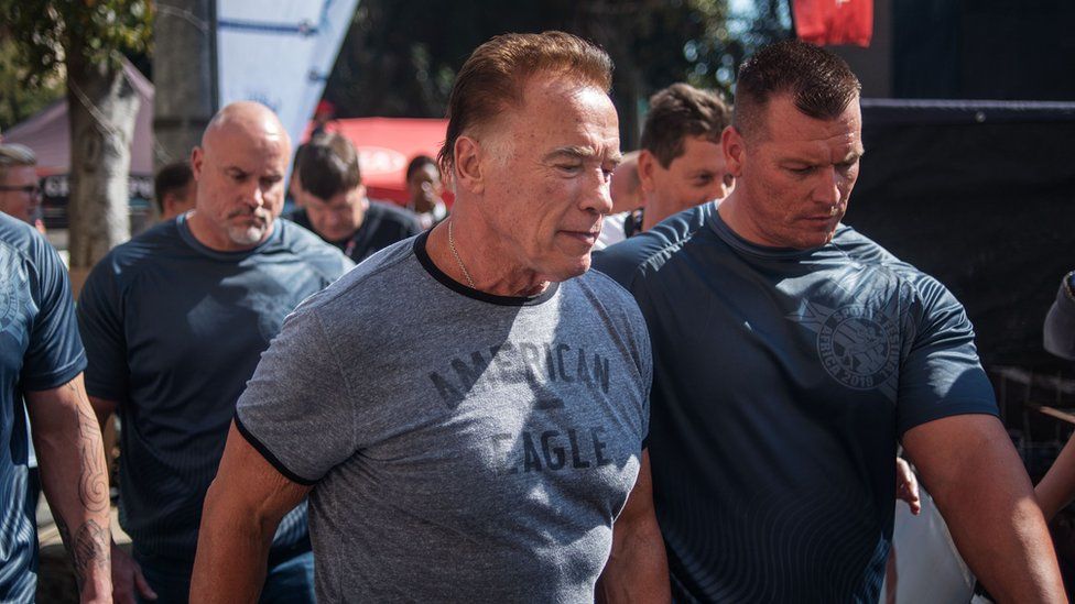 US actor and former California Governor Arnold Schwarzenegger (C) is seen at the Arnold Classic Africa event