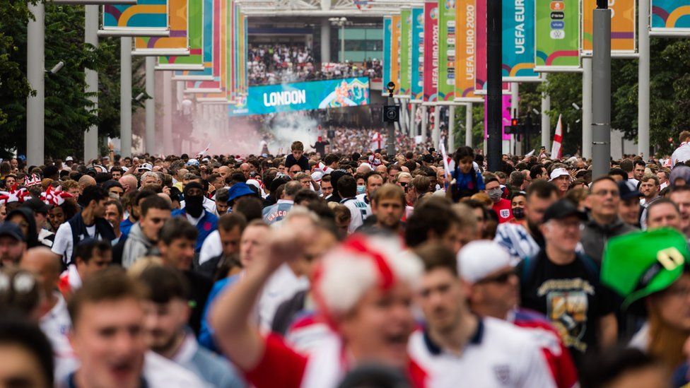 England fans outside Wembley ahead of the Euro 2020 final